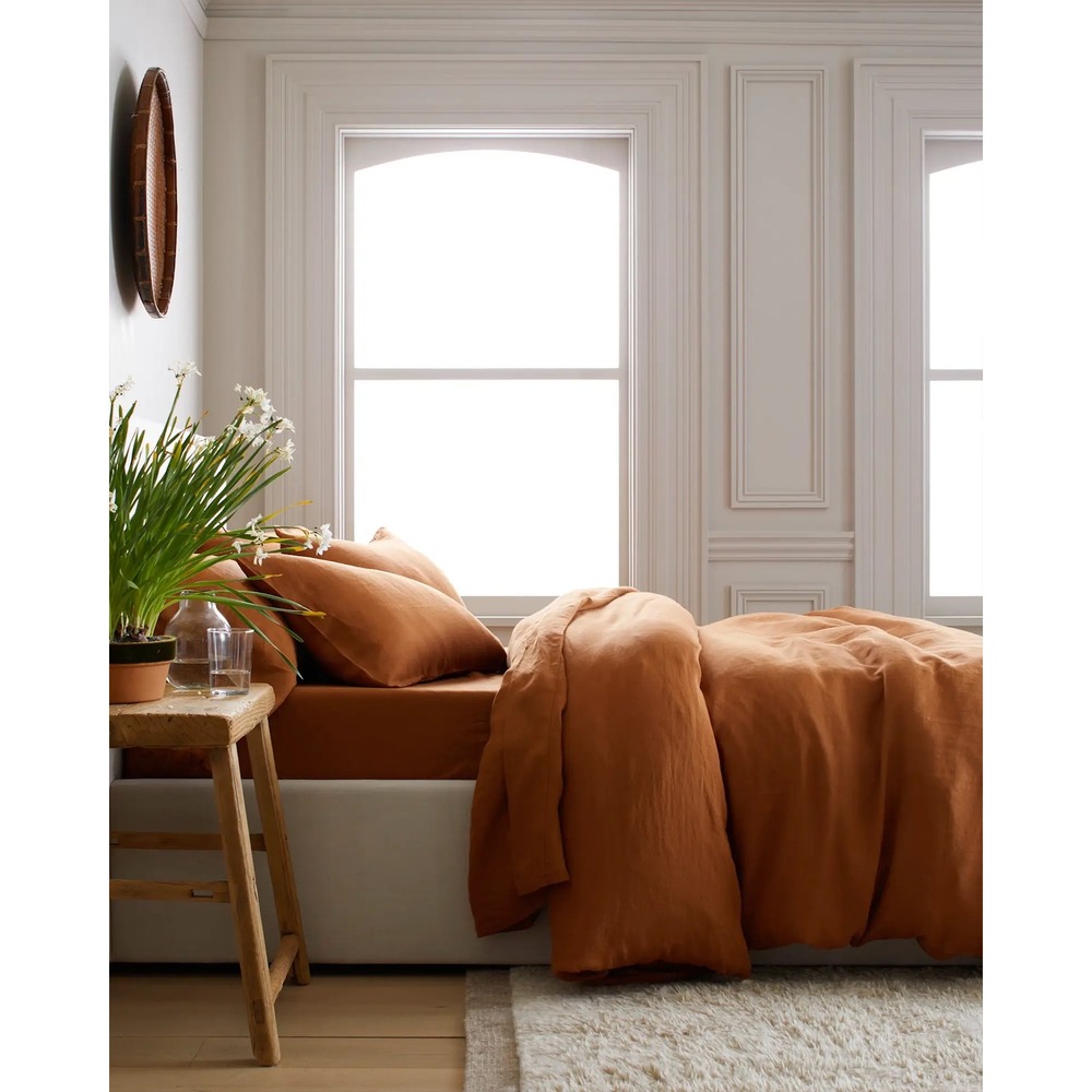 Quince Duvet Cover Set King/Cal King Terracotta European Linen NWT Boho Bedding